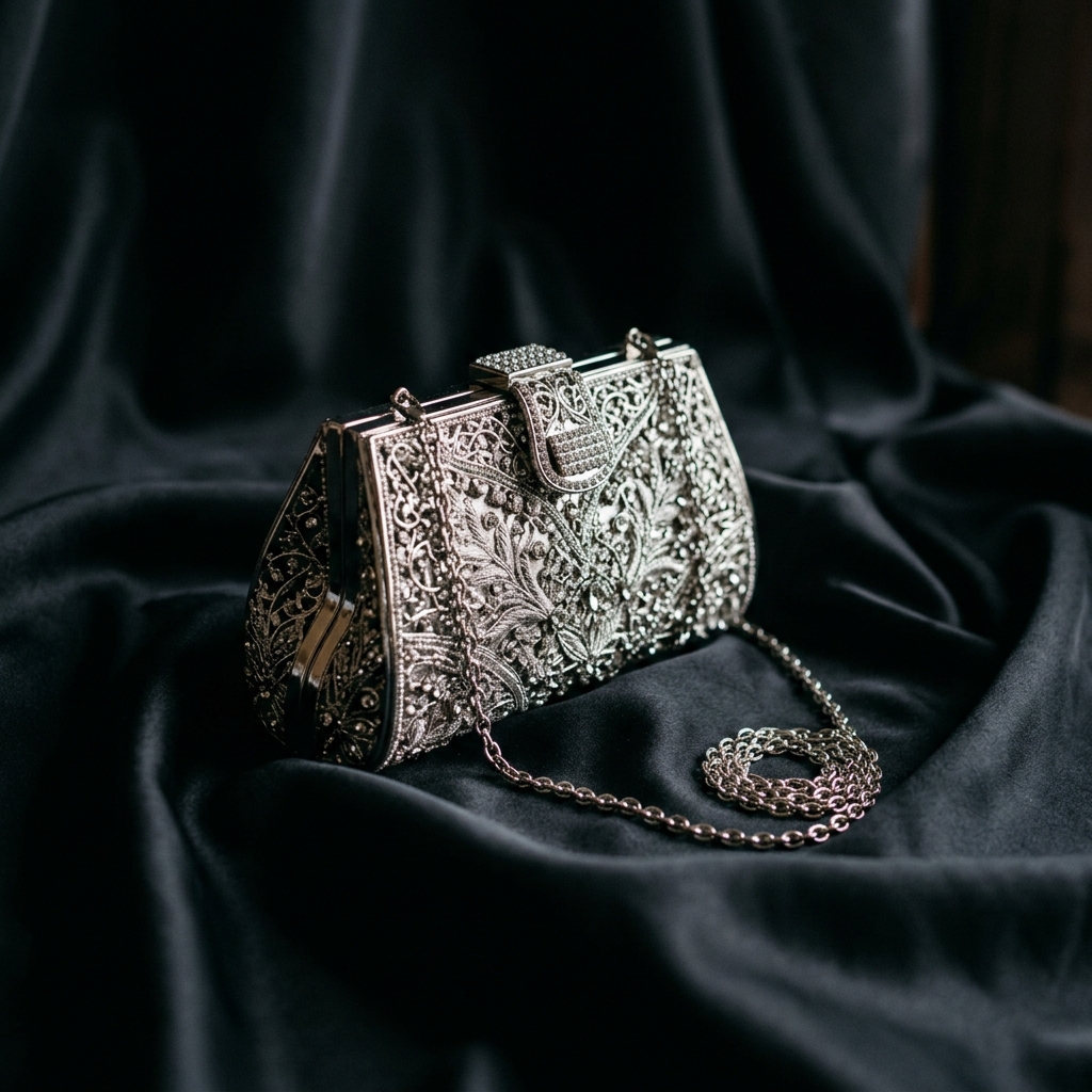 Metallic Silver Evening Bag